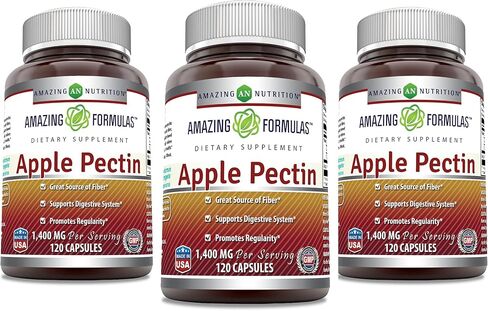 Amazing Formulas Apple Pectin 1400 Mg Supplement | Capsules | Non-GMO | Gluten-Free | Made in USA (1 Pack | 120 Count) in Saudi Arabia