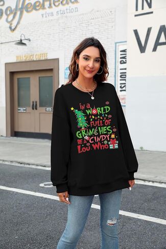 KIMSOONG Christmas Sweatshirt for Women Be A Cindy Lou Who Shirt Cute Christmas Graphic Tshirts Oversized Long sleeve Tops in Kuwait