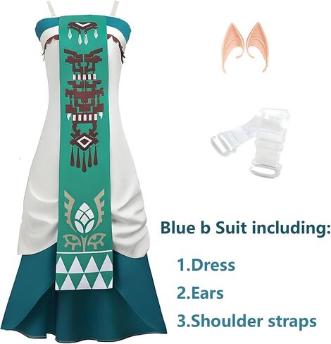Women's Game Cosplay Princess Blue Outfit Uniform Full Set Halloween Party Costume in Kuwait