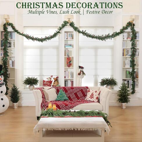 20-Piece Set 24" Artificial Norfolk Pine Branches - Christmas Decorations - Faux Christmas Greenary - Faux Norfolk Pine Stems for DIY Crafts Garland Wreath Home Decor- Free LED String Lights in Saudi Arabia