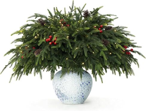 20-Piece Set 24" Artificial Norfolk Pine Branches - Christmas Decorations - Faux Christmas Greenary - Faux Norfolk Pine Stems for DIY Crafts Garland Wreath Home Decor- Free LED String Lights in Saudi Arabia