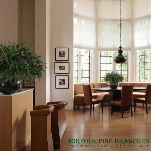 20-Piece Set 24" Artificial Norfolk Pine Branches - Christmas Decorations - Faux Christmas Greenary - Faux Norfolk Pine Stems for DIY Crafts Garland Wreath Home Decor- Free LED String Lights in Saudi Arabia