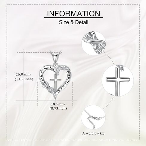 God Is Within Her She Will Not Fall Sterling Silver Cross Necklaces For Women Christian Jewelry Inspirational Religion Faith Necklace in Saudi Arabia