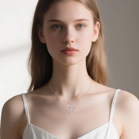 God Is Within Her She Will Not Fall Sterling Silver Cross Necklaces For Women Christian Jewelry Inspirational Religion Faith Necklace in Saudi Arabia