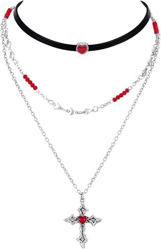 الأسود القوطية المختنق قلادة للنساء هالوين القوطية الصليب قلادة القلائد الظلام الشرير ايمو الجرونج مصاص دماء قلادة الهيب هوب مجوهرات in Kuwait