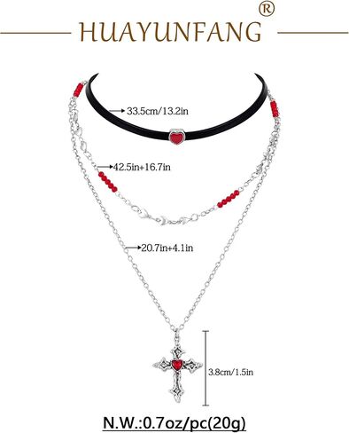 الأسود القوطية المختنق قلادة للنساء هالوين القوطية الصليب قلادة القلائد الظلام الشرير ايمو الجرونج مصاص دماء قلادة الهيب هوب مجوهرات in Kuwait