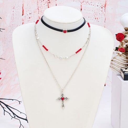 الأسود القوطية المختنق قلادة للنساء هالوين القوطية الصليب قلادة القلائد الظلام الشرير ايمو الجرونج مصاص دماء قلادة الهيب هوب مجوهرات in Kuwait
