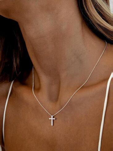 FaithHeart Stainless Steel Small Silver Cross Necklace for Women with Message Card - Non Tarnish Dainty Christian Faith Pendant Necklaces Gifts for Mom Wife, Birthday Jewelry Gift for Her in Saudi Arabia