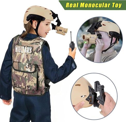 Liberty Imports Kids Costume Dress Up Deluxe Role Play Set with Helmet, Night Vision Monocular, Guns, Weapons, Accessories in Kuwait