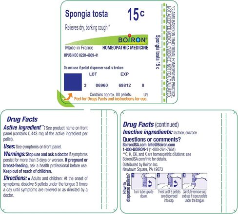 Boiron Spongia Tosta 15C for Dry, Barking Cough - 80 Pellets in Saudi Arabia