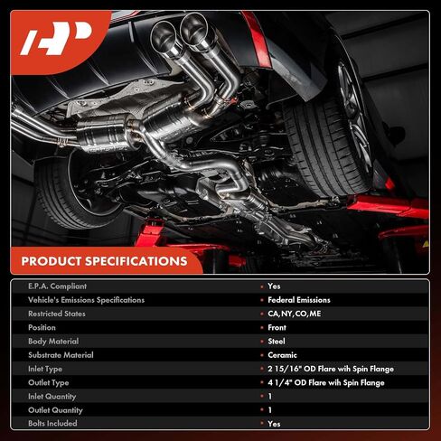 A-Premium Front Catalytic Converter Direct-Fit Compatible with Ford Transit-150/Transit-250 2015 2016 2017 2018 2019, Transit-350/Transit-350 HD 2015-2019, 3.7L, EPA Compliant in Saudi Arabia