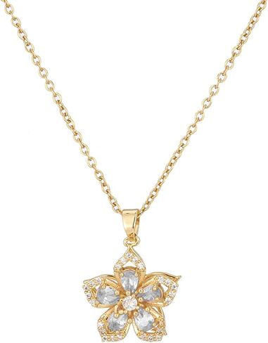 Rotating Bauhinia Zircon Flower Pendant Collarbone Chain Temperament Simple Neck Chain Adjustable Copper Chain Necklace in Saudi Arabia