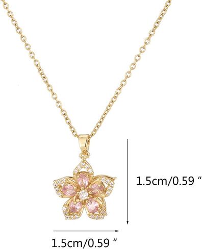 Rotating Bauhinia Zircon Flower Pendant Collarbone Chain Temperament Simple Neck Chain Adjustable Copper Chain Necklace in Saudi Arabia