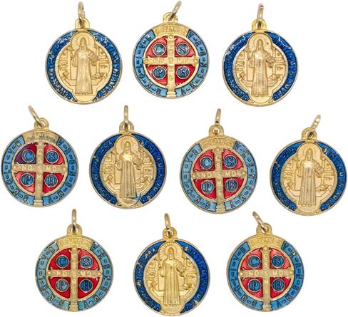 10 Pack of Gold Tone Saint Benedict Medals | Patron Saint of Students and Europe | Beading for DIY Chaplets and Religious Jewelry | Great Catholic Gift f in Saudi Arabia