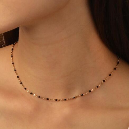 Elegant Boho Beaded Clavicle Chain Necklace for Women by LUXUkisskids, 18K Gold Plated Hypoallergenic 316L Stainless Steel Thin Chain Choker Necklaces, Summer Beach Vacation Jewelry in Saudi Arabia