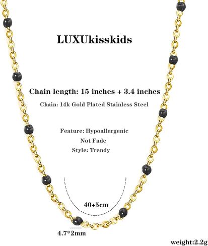 Elegant Boho Beaded Clavicle Chain Necklace for Women by LUXUkisskids, 18K Gold Plated Hypoallergenic 316L Stainless Steel Thin Chain Choker Necklaces, Summer Beach Vacation Jewelry in Saudi Arabia