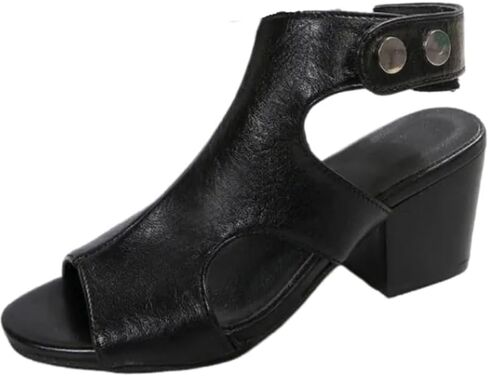 large size Ladies' Roman sandals - thick mid-heel open-toe summer shoes with adjustable ankle straps, breathable and suitable for both casual and formal occasions, with fashionable cutout in Saudi Arabia