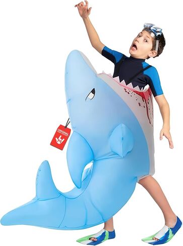 Morph Inflatable Shark Costume For Kids, Shark Attack Halloween Outfit, Halloween Blow Up For Fun Dress-Up in Saudi Arabia