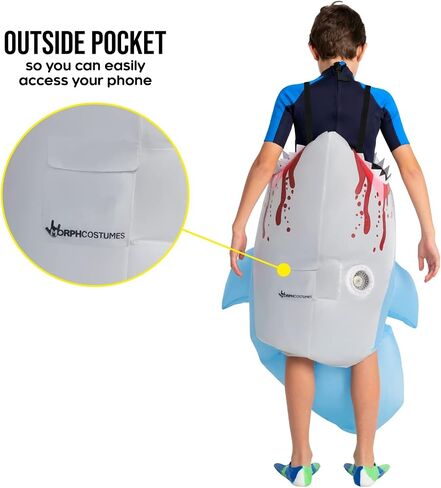 Morph Inflatable Shark Costume For Kids, Shark Attack Halloween Outfit, Halloween Blow Up For Fun Dress-Up in Saudi Arabia
