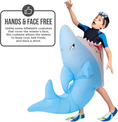 Morph Inflatable Shark Costume For Kids, Shark Attack Halloween Outfit, Halloween Blow Up For Fun Dress-Up in Saudi Arabia
