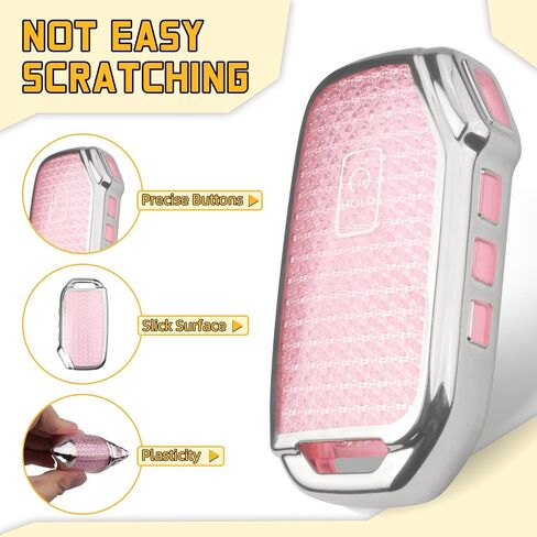 FT FUNTOR لغطاء Kia Key Fob، متوافق مع Kia Soul Forte Telluride K5 Seltos NIRO Sportage Sorento، 5 أزرار TPU لغطاء Kia K5 Key Fob مع حافة فضية (B-أبيض) in Kuwait