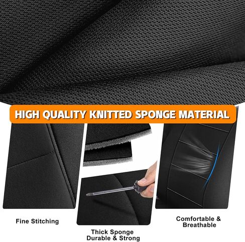 Seat Covers Compatible with 2010-2025 Chevy Express Front Bucket Seats, NOT for RV Seats, with Opening for Grab Handle on Passenger Side Backrest, Black and Gray in Saudi Arabia