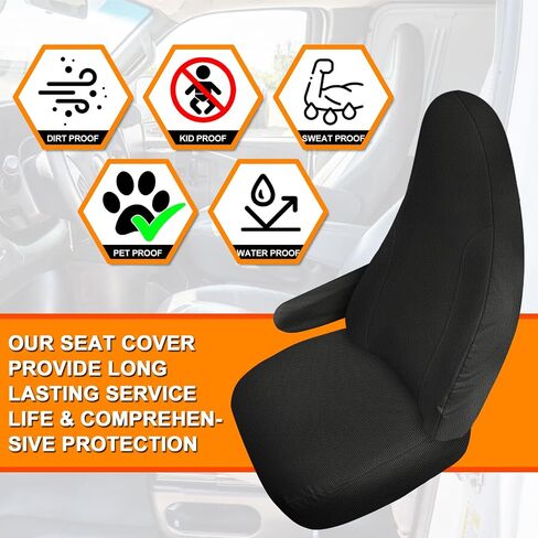 Seat Covers Compatible with 2010-2025 Chevy Express Front Bucket Seats, NOT for RV Seats, with Opening for Grab Handle on Passenger Side Backrest, Black and Gray in Saudi Arabia