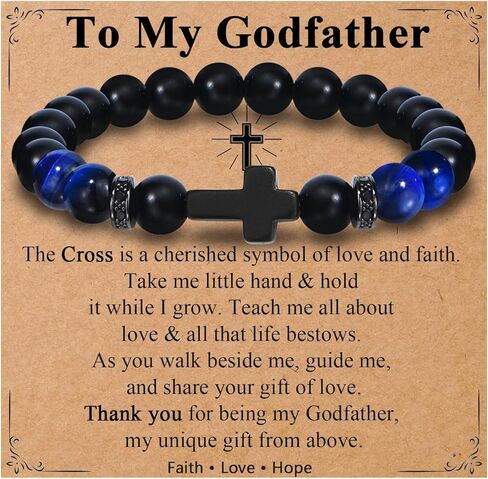 Men Gifts Cross Bracelet Gifts Birthday, Christmas, baptism Anniversary Christian Stone Bracelets For Son, Grandson, Brother, Husband in Saudi Arabia