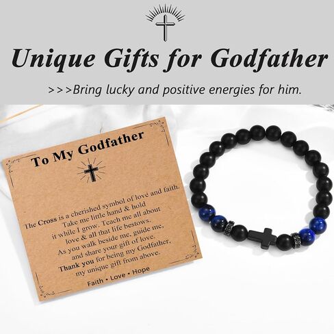 Men Gifts Cross Bracelet Gifts Birthday, Christmas, baptism Anniversary Christian Stone Bracelets For Son, Grandson, Brother, Husband in Saudi Arabia