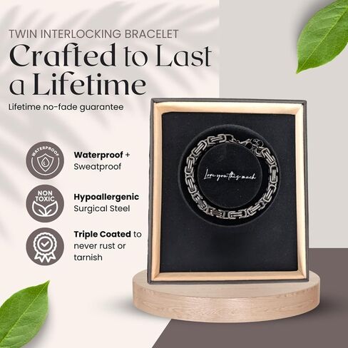 Love You This Much Best Dad In The World Gift from Daughter | Mens 5mm Twist Bracelet | 8" + 1" Extender | Luxury Gift Box & Card in Saudi Arabia