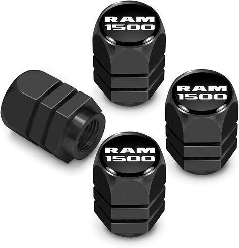 iPick Image for RAM 1500 Logo in Black on Black Hexagon Shape Aluminum Tire Valve Stem Caps in Saudi Arabia