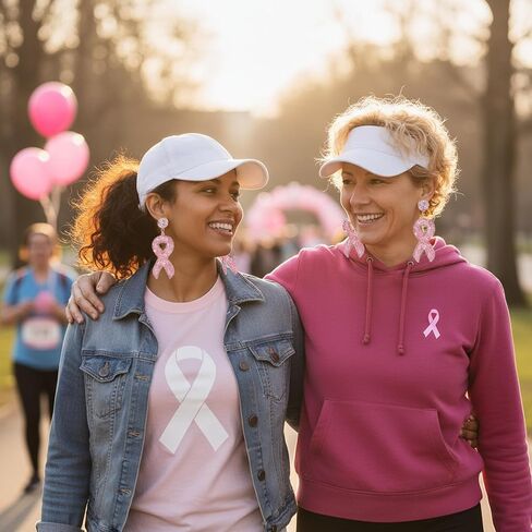 2 Pairs Glitter Breast Cancer Awareness Earrings Ribbon Earrings for Women Breast Cancer Survivor Support Gifts in Saudi Arabia