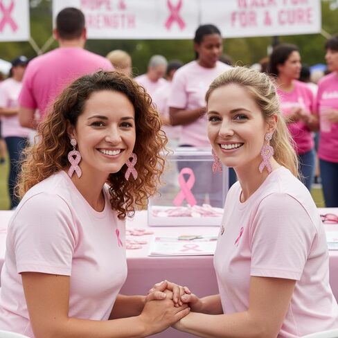 2 Pairs Glitter Breast Cancer Awareness Earrings Ribbon Earrings for Women Breast Cancer Survivor Support Gifts in Saudi Arabia