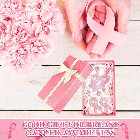 2 Pairs Glitter Breast Cancer Awareness Earrings Ribbon Earrings for Women Breast Cancer Survivor Support Gifts in Saudi Arabia