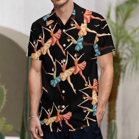 Ballet Women Mens Button Down Short Sleeve Shirt Casual T Shirts Summer Beach Tops with Pocket in Saudi Arabia