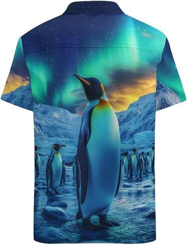 قميص Penguins رجالي بأكمام قصيرة وأزرار سفلية كاجوال تي شيرت صيفي للشاطئ مع جيب in Saudi Arabia