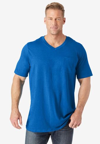 KingSize Men's Big & Tall Shrink-Less Lightweight Longer-Length V-Neck T-Shirt in Saudi Arabia