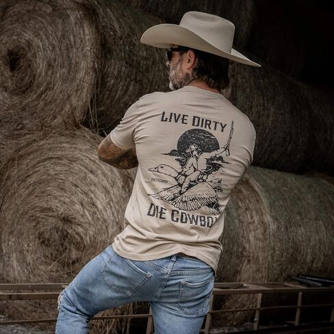 Combat Iron Men's Graphic T-Shirt | Live Dirty Die Cowboy | Athletic Fit, Tagless Comfort in Saudi Arabia
