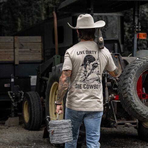Combat Iron Men's Graphic T-Shirt | Live Dirty Die Cowboy | Athletic Fit, Tagless Comfort in Saudi Arabia