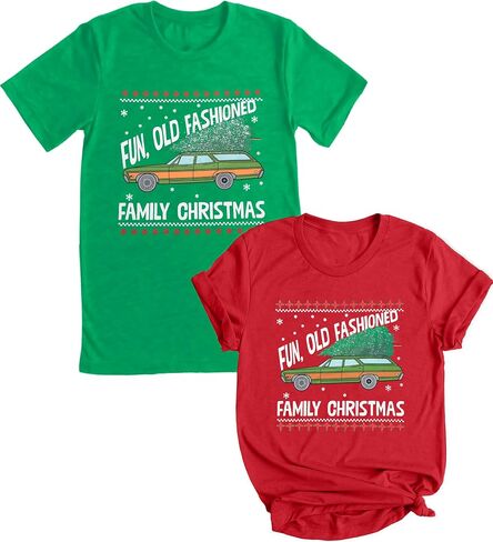 Christmas Couples Shirts His and Her Holiday Matching Funny Christmas Family Pajamas Short Sleeve Tees Top in Saudi Arabia
