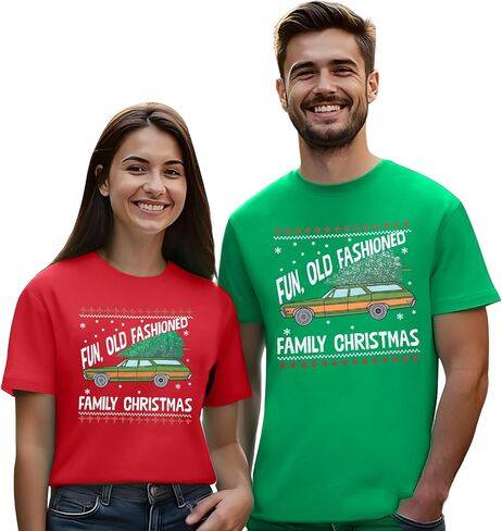Christmas Couples Shirts His and Her Holiday Matching Funny Christmas Family Pajamas Short Sleeve Tees Top in Saudi Arabia