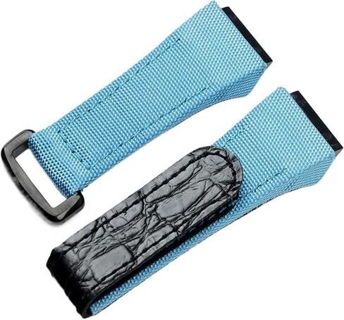 HaoLMi-25mm Bracelet Buckle for Spring Bar Version Men Nylon Fabric with Leather Watchband for Richard Watch Mille Strap Band in Saudi Arabia