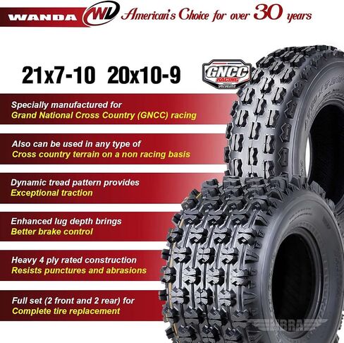 WANDA Set 4 GNCC Racing Tires 21x7-10 & 20x10-9 fit for Suzuki LTZ400 250 in Saudi Arabia