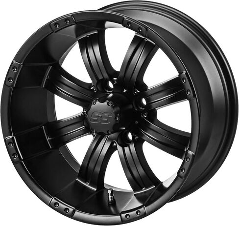 RM Cart – 15" Casino Black/Machined on 23x10-15 Black Trail Tires (Set of 4) | Fits Standard Lug Nuts | Golf Cart Tires and Wheels Combo in Saudi Arabia