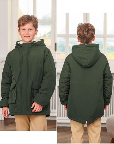 Lovekider 5-16T معاطف شتوية للأولاد سترة منتفخة دافئة سميكة للأطفال ملابس خارجية مع غطاء من الفرو الصناعي قابل للإزالة in Kuwait