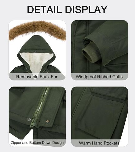 Lovekider 5-16T معاطف شتوية للأولاد سترة منتفخة دافئة سميكة للأطفال ملابس خارجية مع غطاء من الفرو الصناعي قابل للإزالة in Kuwait