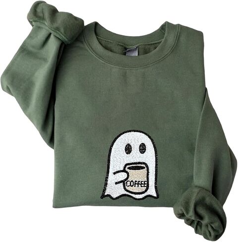 IZI POD Halloween Ghost Embroidered Crewneck Sweatshirt in Saudi Arabia