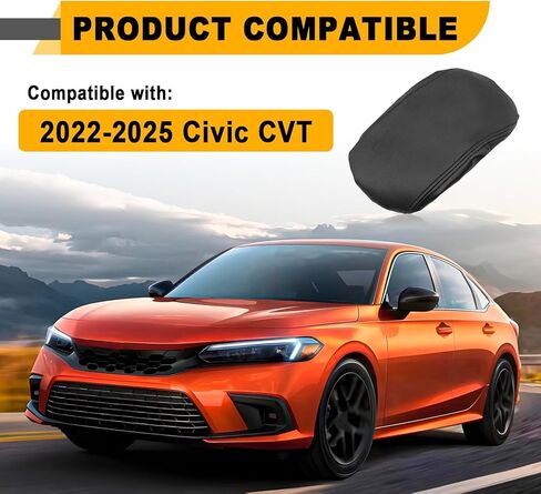 Car Armrest Storage Box Lids Car Center Console Armrest Cover Protector Compatible with Civic 2022 2023 2024 2025 with CVT (Pure Black) in Saudi Arabia