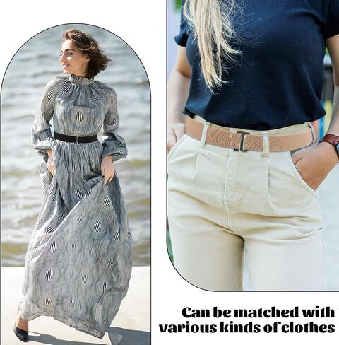 Crop Tuck Band, 2 Pcs Adjustable Crop Top Tuck Waist Band Tucking Sweater Shirt Elastic Stretch Belts for Women, Black+Khaki in Kuwait