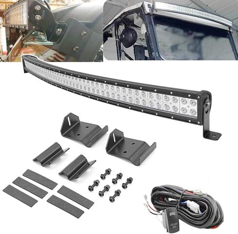 50 بوصة 288 واط LED شريط إضاءة منحني بقعة/شعاع كومبو للفيضانات مع مجموعة الأسلاك والزجاج الأمامي للسقف العلوي، دعامات تثبيت قفص متوافقة مع Polaris Ranger 570 900 1000 2013-2024 in Saudi Arabia
